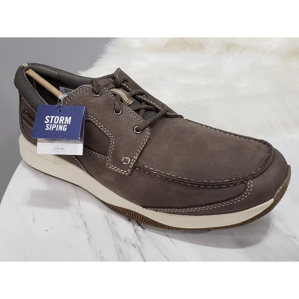 NEW NO BOX SZ 13 WIDE Clarks Sailview Lace Taupe‎ Nubuck 26176973 shoe boat